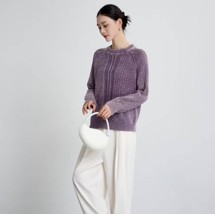 Pull en tricot épais pour femmes avec un motif de câble unique et une coupe décontractée Chic & Stil