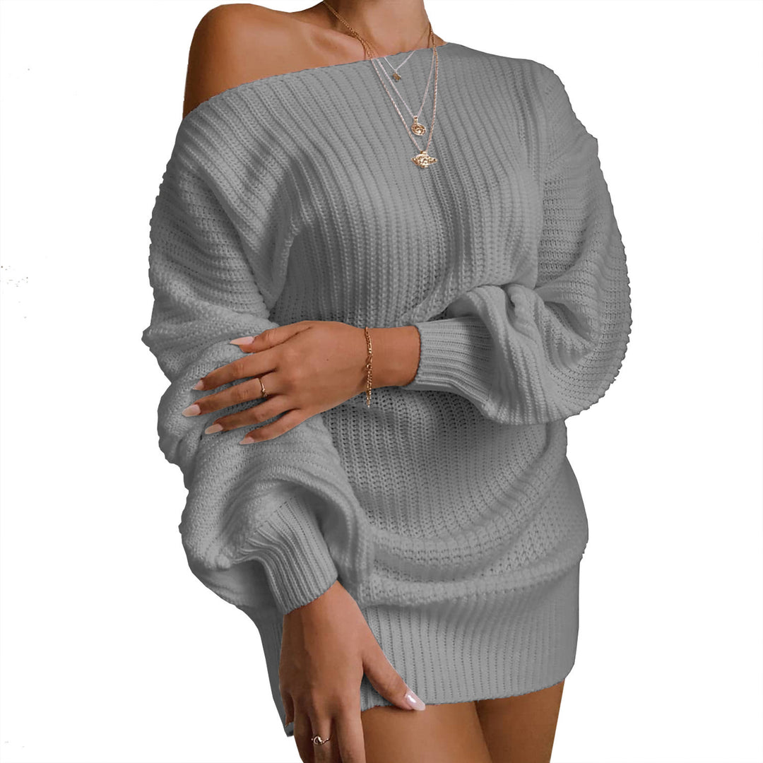 Oversized knitted dress for women with off-the-shoulder and relaxed fit Lune London