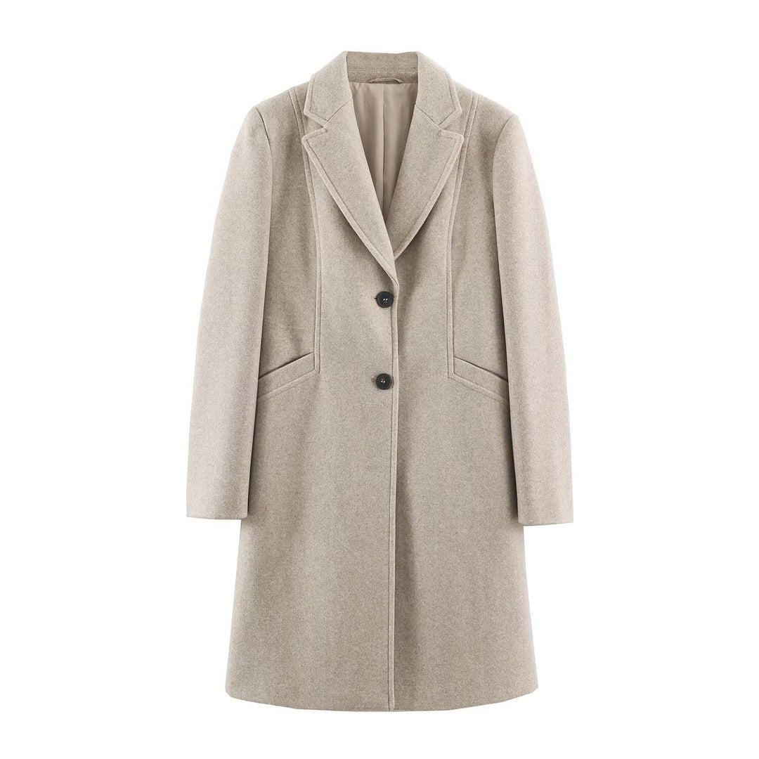 Women's Tailored Wool Look Coat with Notched Lapels and Welt Pockets Amarae