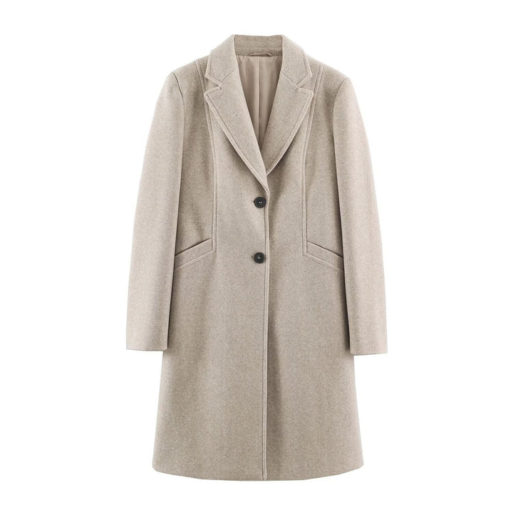 Women's Tailored Wool Look Coat with Notched Lapels and Welt Pockets Amarae