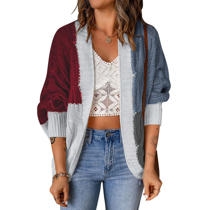 Women's large knit cardigan with colorful pattern and casual cut Lune London