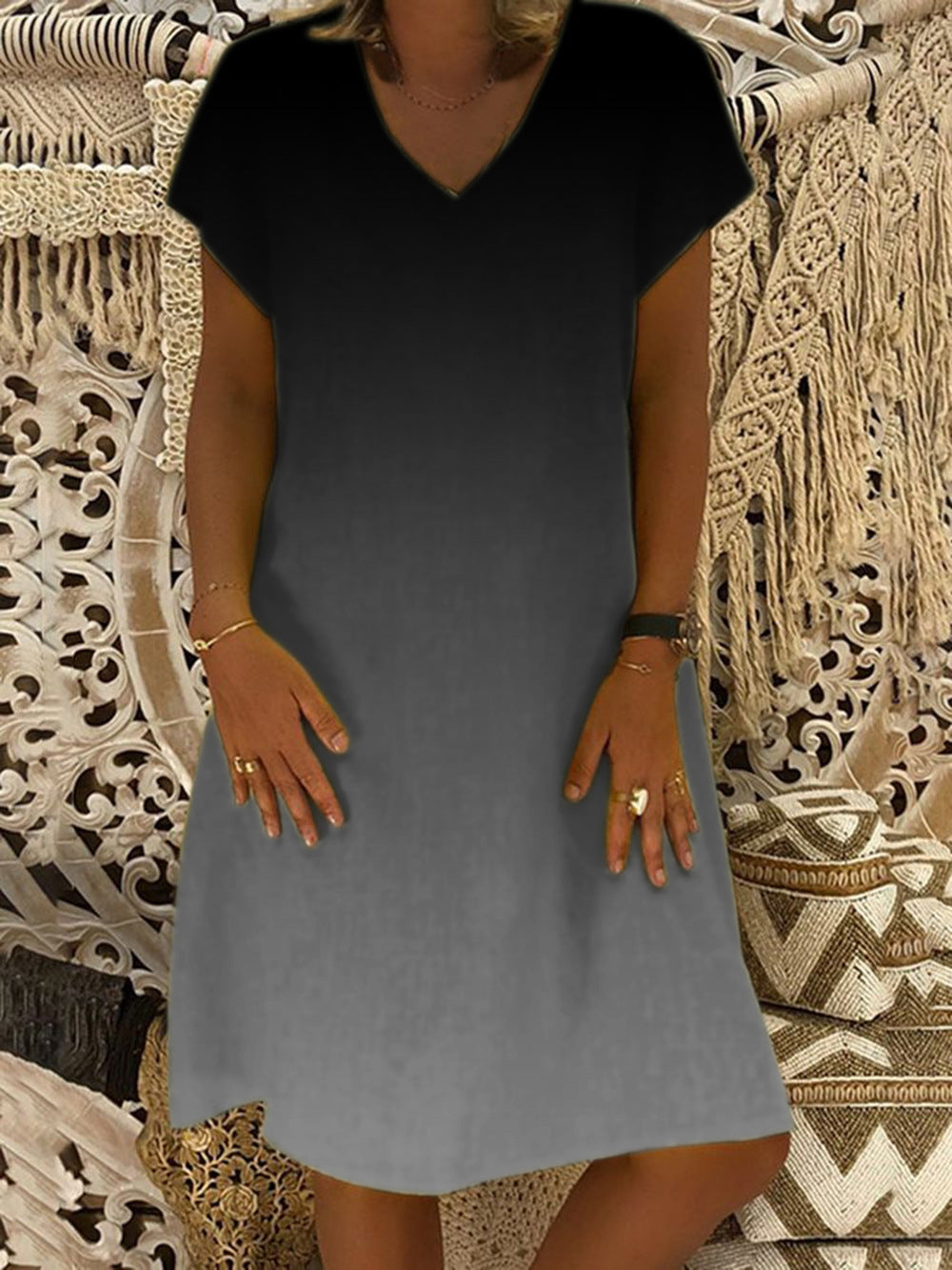 Ladies leisure V neck shift dress Lune London