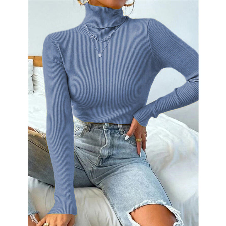 Women Elegant Turtleneck Sweater with Fine Ribbed Structure Lune London