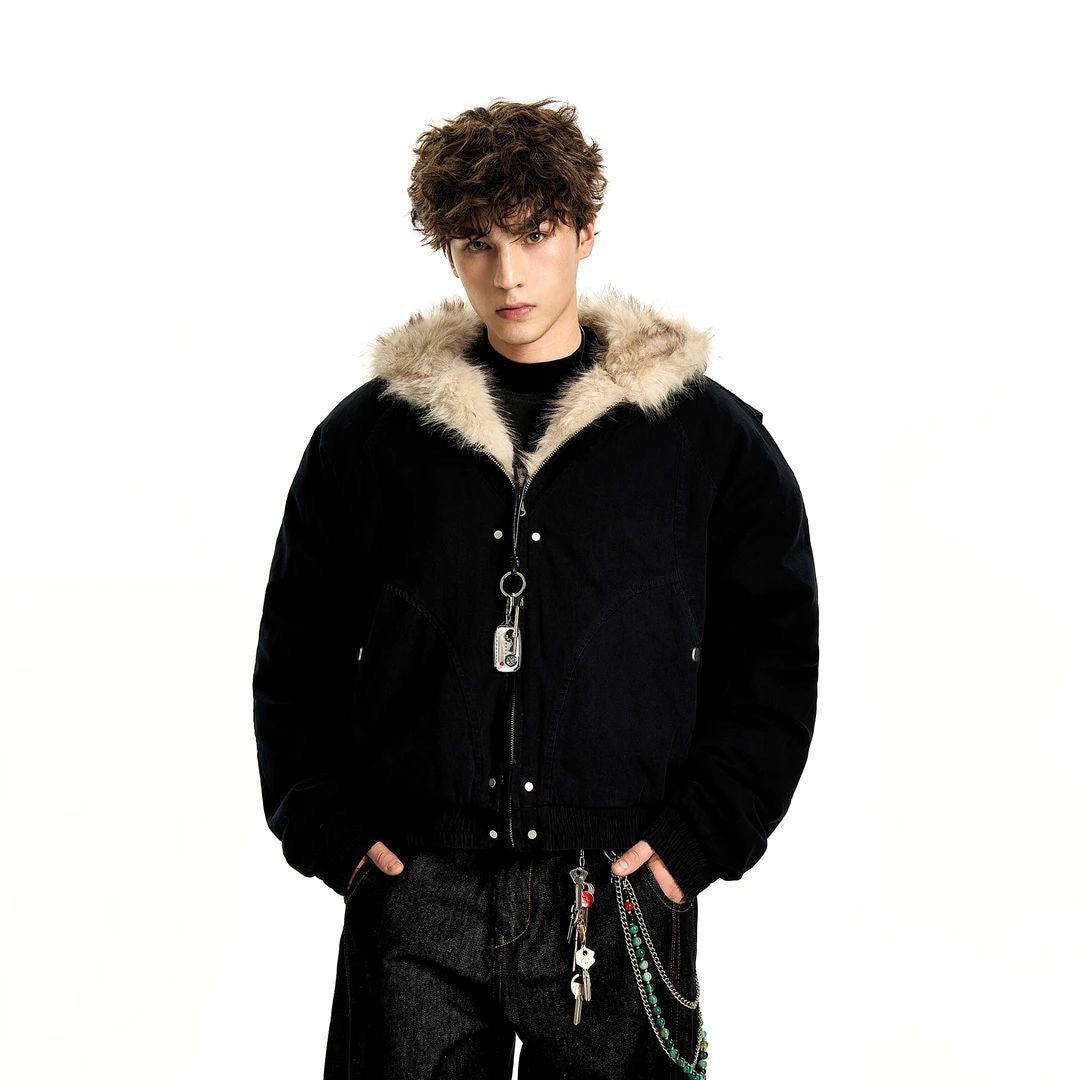Ladies Sporty Winter Jacket with Removable Hood and Fur Collar Lune London