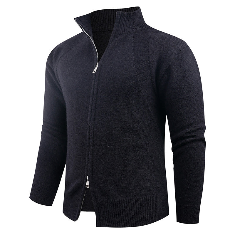 High-quality knit jacket for men with modern zip and stand-up collar Lune London