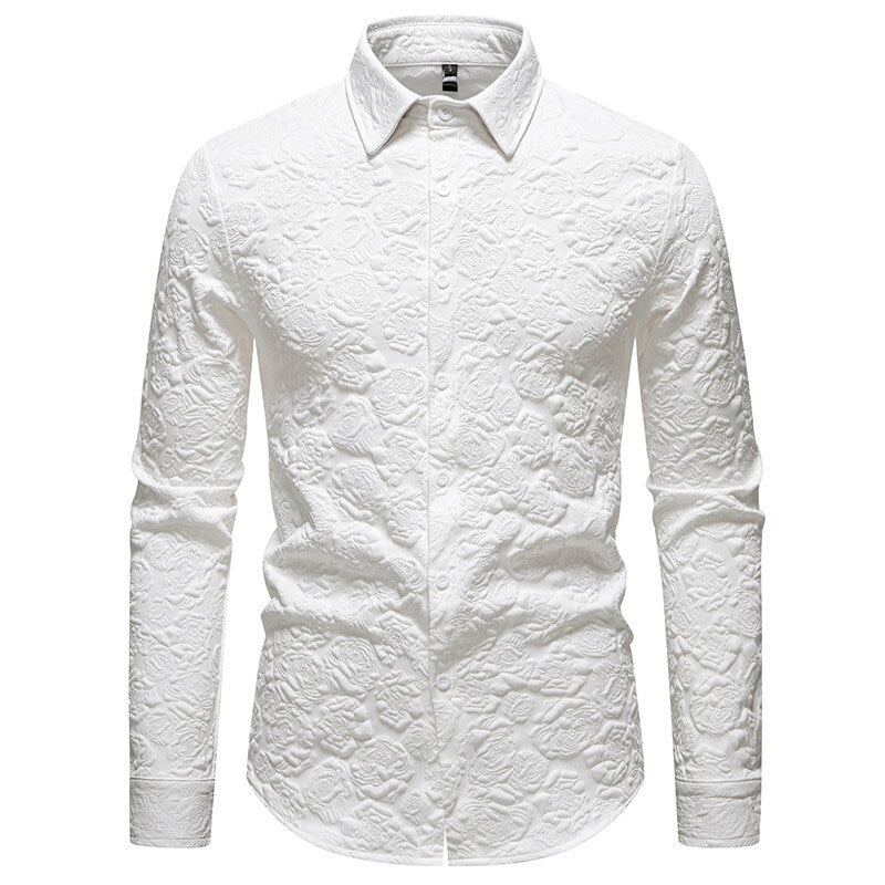 Men's Long Sleeve Shirt with Textured Design Amarae