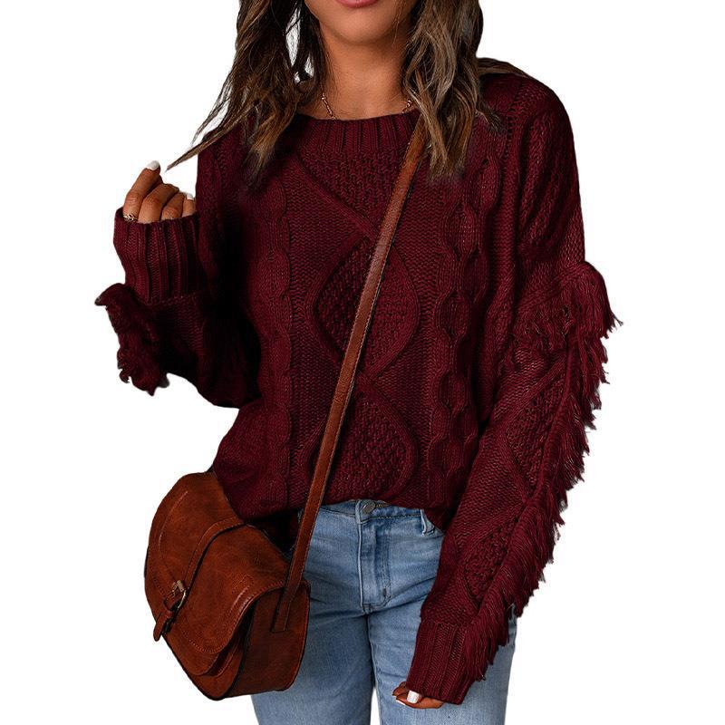 Chunky knit sweater for women with drop shoulders and elastic edges Lune London