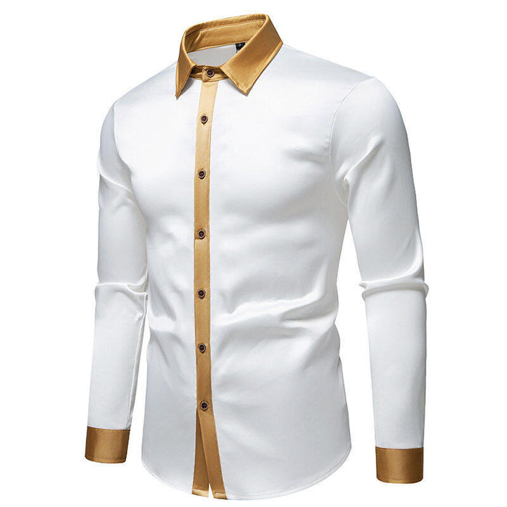 Long sleeve shirt for men with satin collar and modern accents Lune London