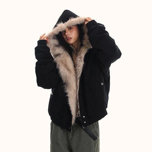 Ladies Sporty Winter Jacket with Removable Hood and Fur Collar Amarae