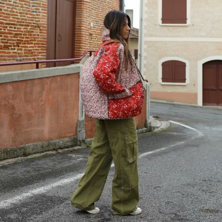 Quilted blazer jacket for women with floral pattern Lune London
