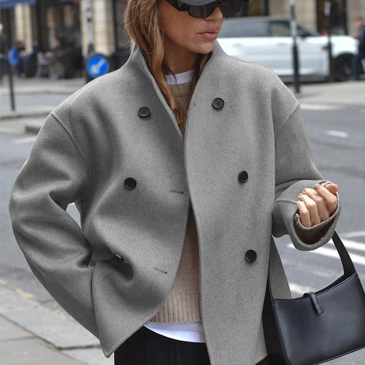 Women oversized modern wool jacket with double-breasted buttons Lune London