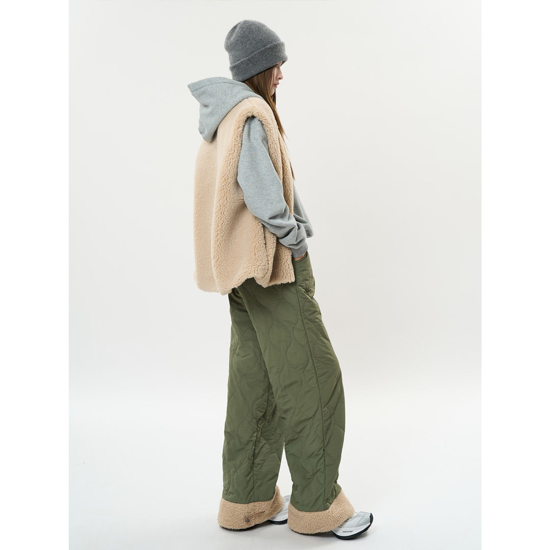 Women's Quilted Palazzo Pants with Teddy Cuffs and Drawstring Amarae