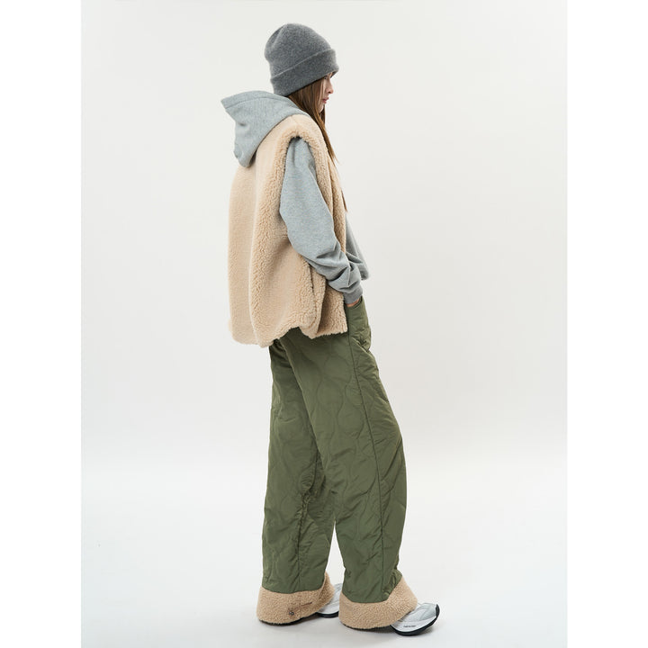 Women's Quilted Palazzo Pants with Teddy Cuffs and Drawstring Amarae