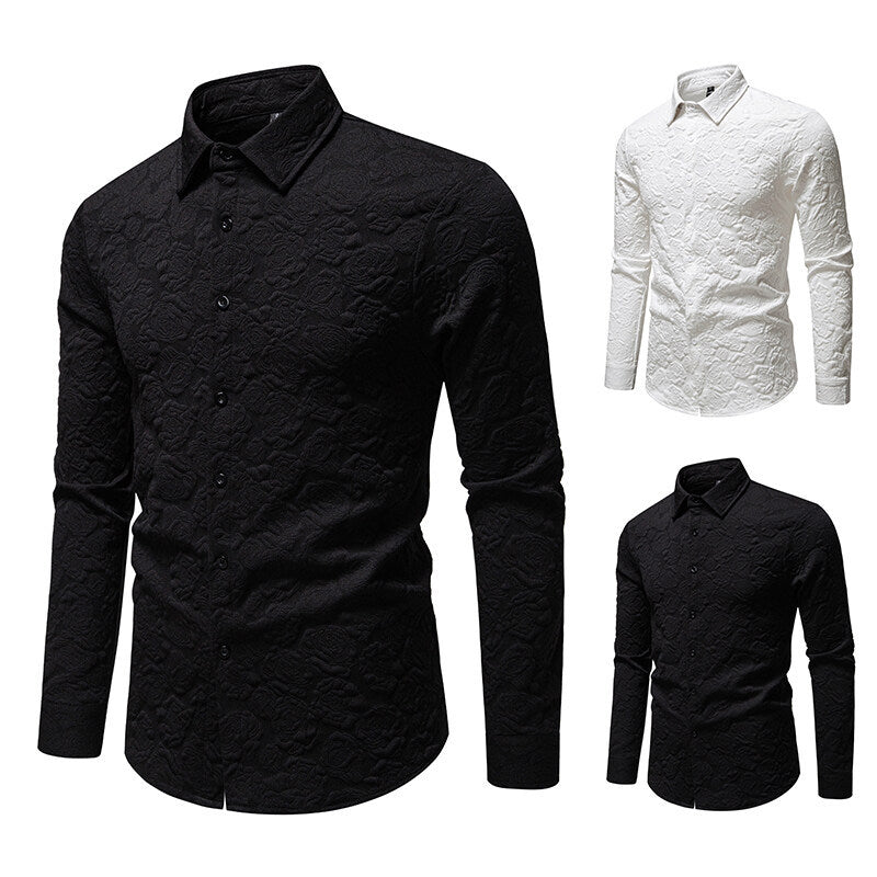 Men's Long Sleeve Shirt with Textured Design Amarae
