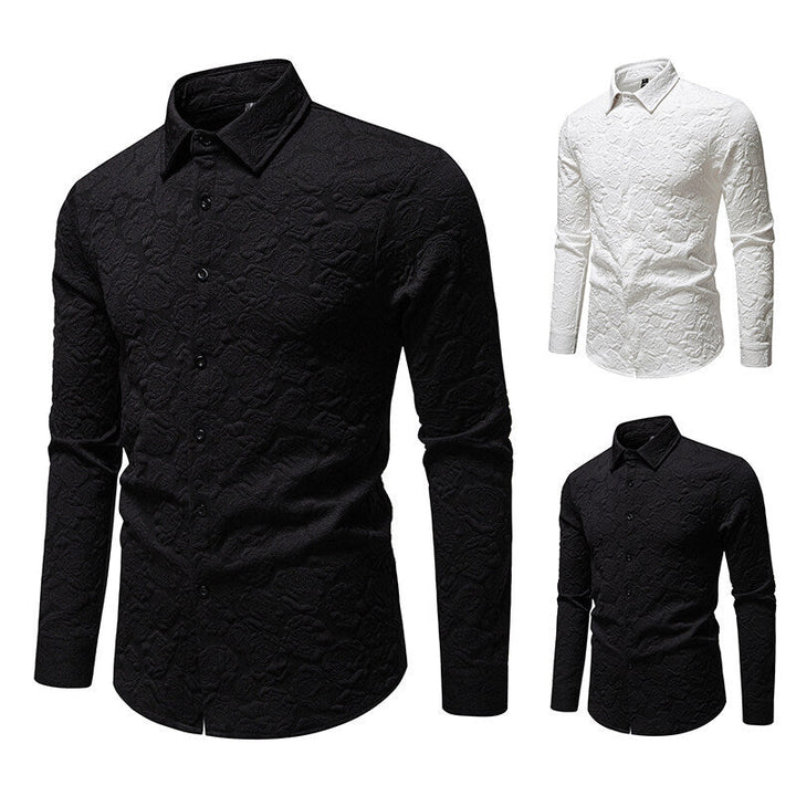 Men's Long Sleeve Shirt with Textured Design Amarae