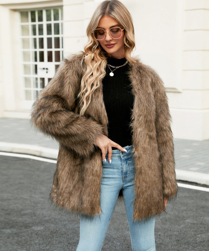 Ladies Chic and Stylish Faux Fur Jacket