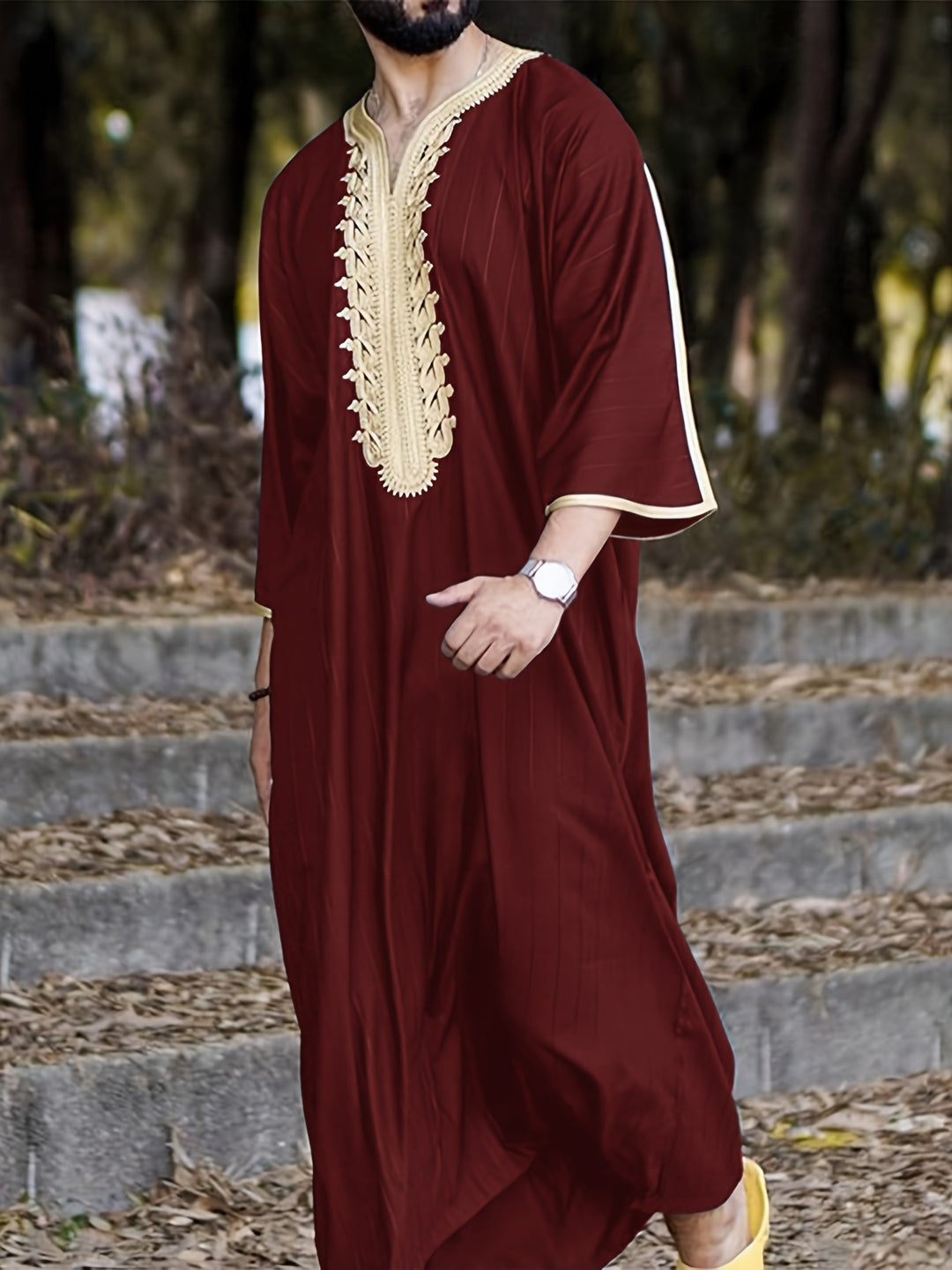 Men's traditional caftan with artistic embroidery Lune London