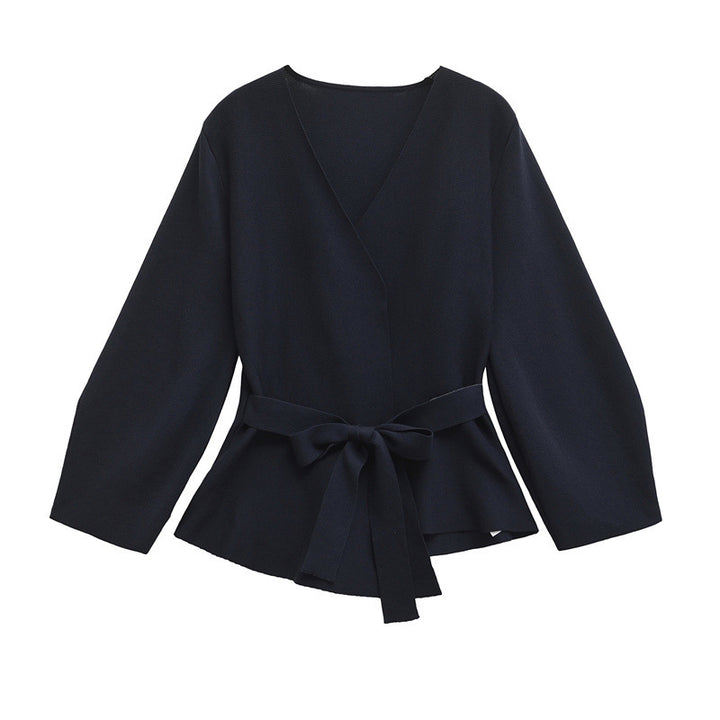 Trendy wrap jacket for women with tied belt Lune London