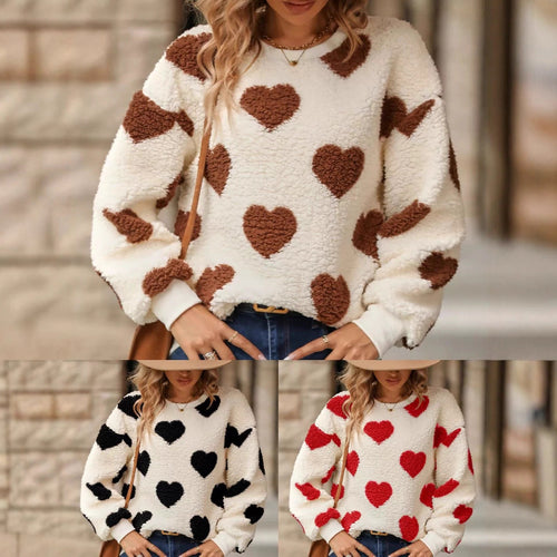 Women cozy sweater with heart pattern Amarae