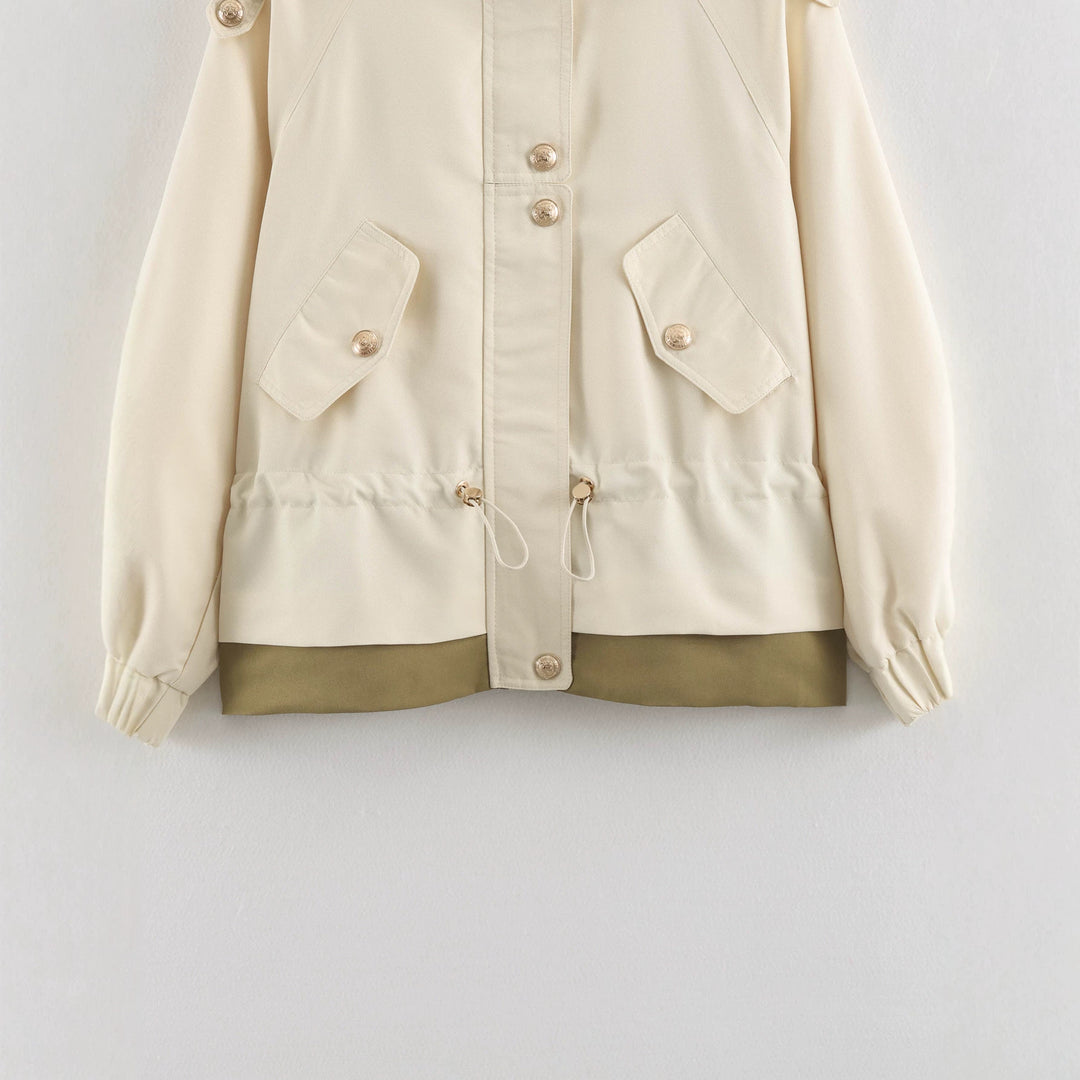 Women's short parka in field style with drawstring, flap pockets and stand-up collar Amarae