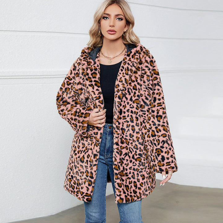 Ladies futuristic leopard fur jacket Lune London