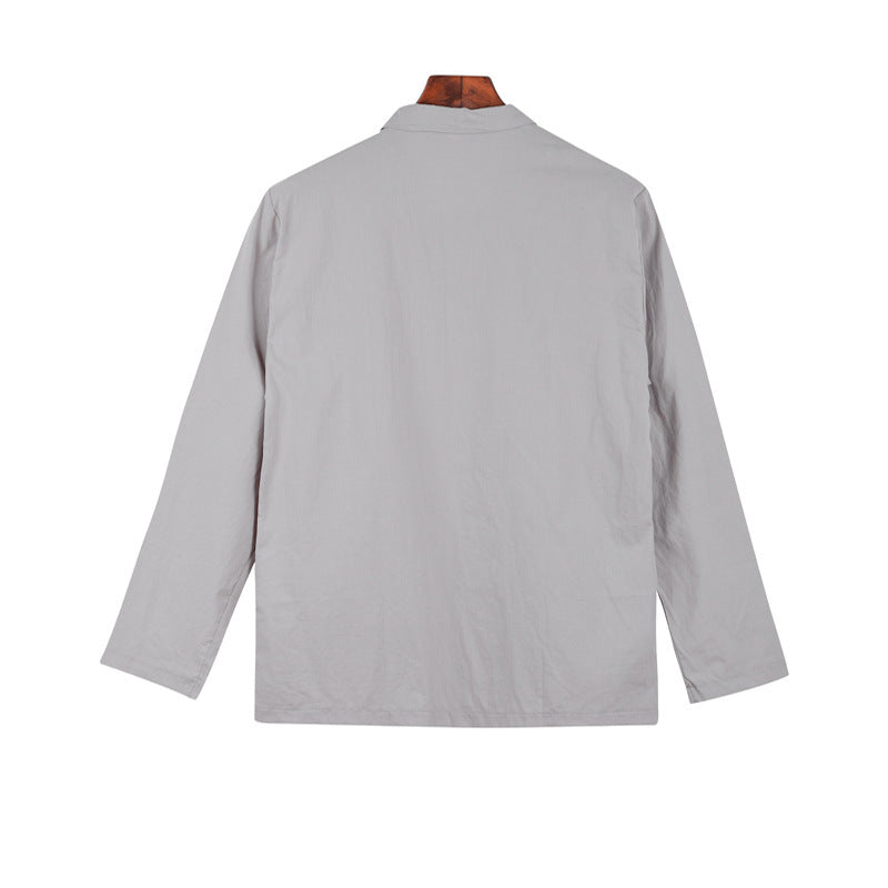 Men's Casual Linen Jacket with Decorative Button Details and Minimalistic Cut Lune London