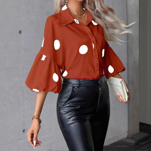 Women's blouse with a polka dot pattern all over and voluminous sleeves Amarae