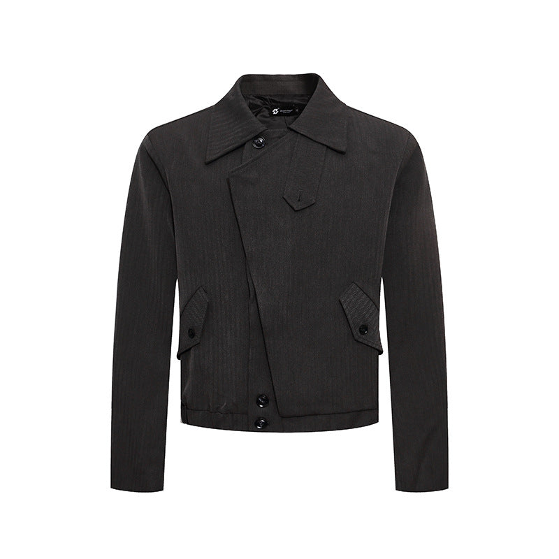 Men's short asymmetric twill blouson with concealed button placket Amarae