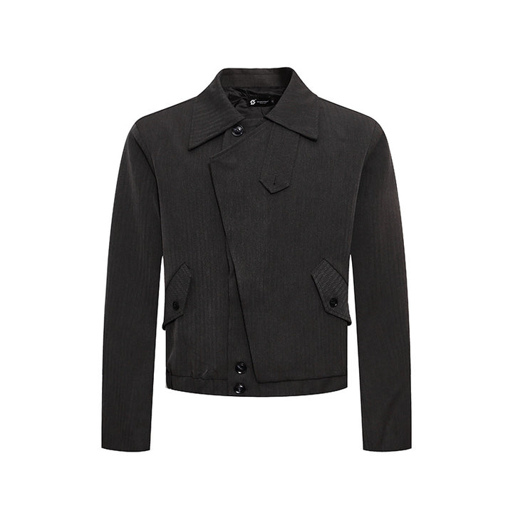 Men's short asymmetric twill blouson with concealed button placket Amarae