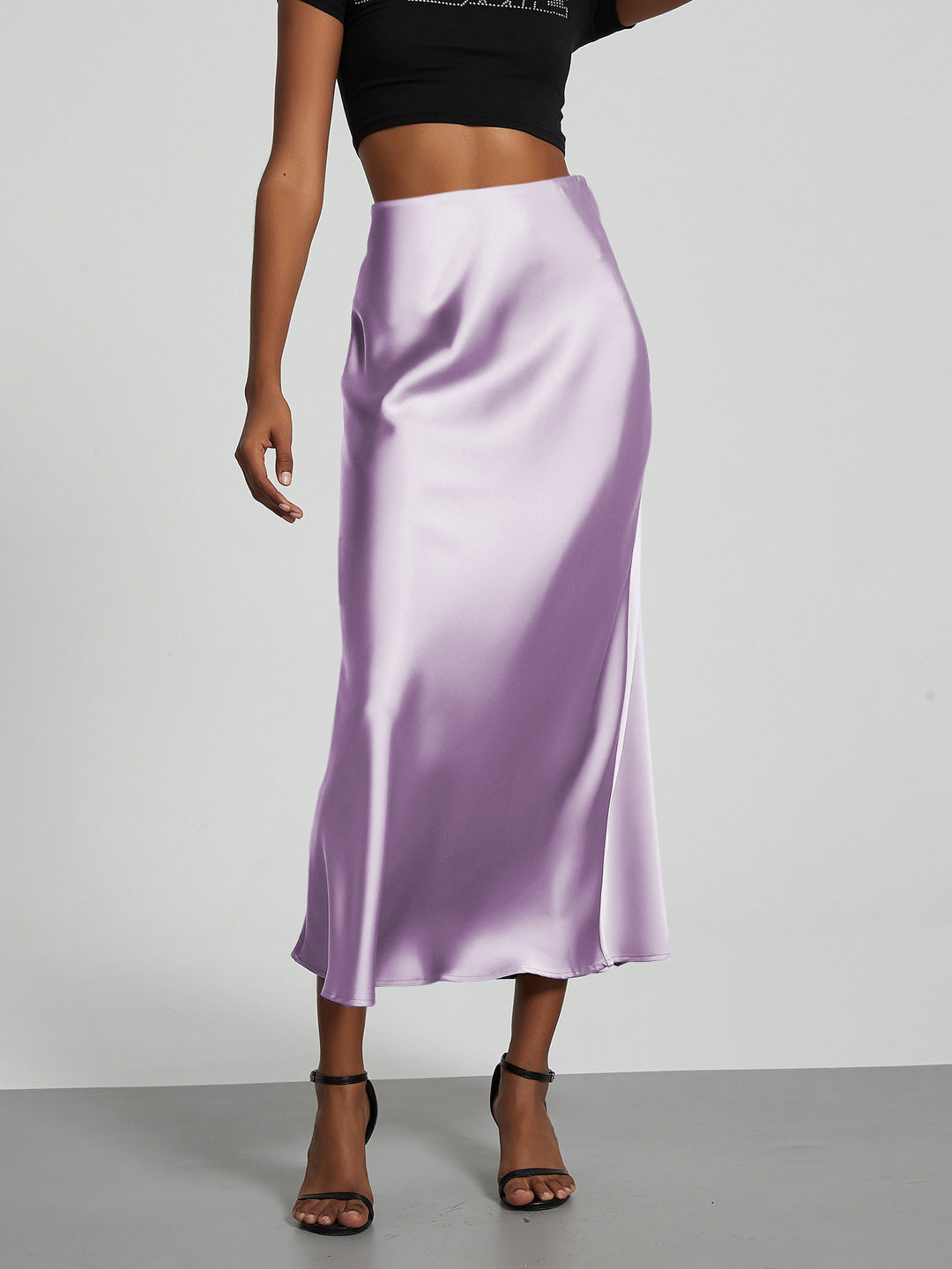 Women Elegant and flowing Satin Maxi Skirts Lune London