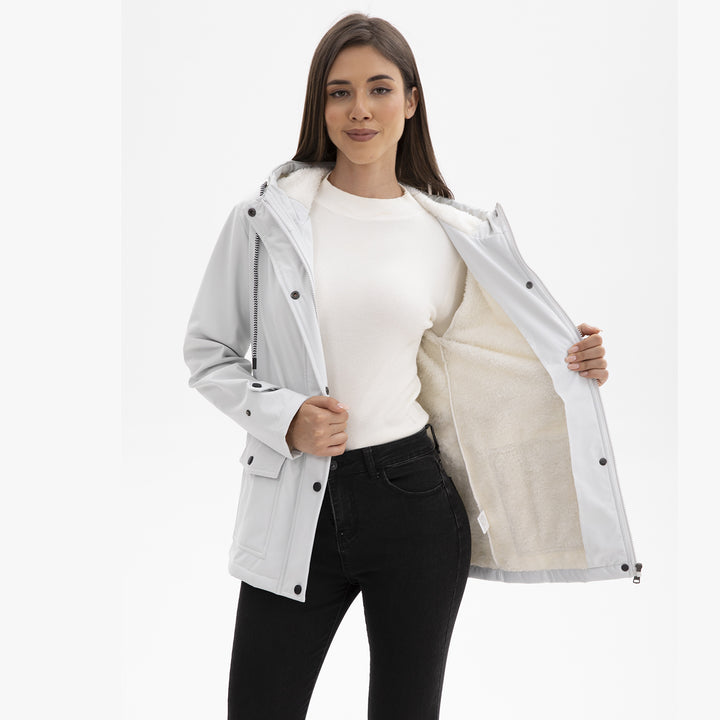 Women outdoor water-repellent jacket with adjustable hood Lune London