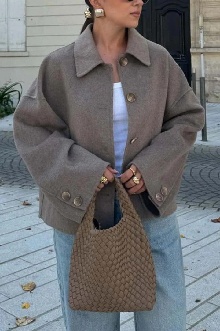 Oversized wool jacket for women with button details and loose fit Lune London