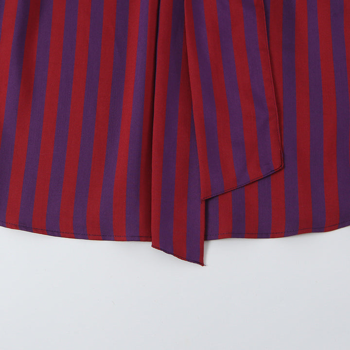 Women's Striped Long Sleeve Blouse with Bow Collar and Casual Fit Amarae