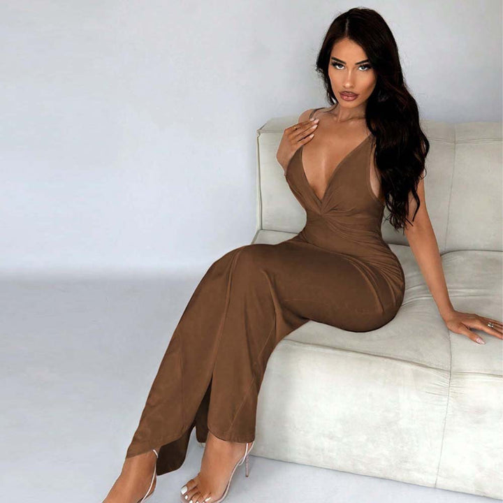 Robe maxi pour femme avec décolleté en V profond et coupe étroite Chic & Stil