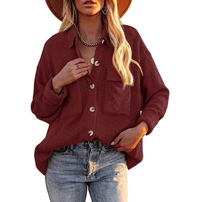 Women Oversized Shirt with textured design and button details Amarae