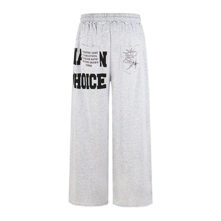 Women's Wide Palazzo Sweatpants with Comfort Waistband, Application Pockets and Typo Print Amarae