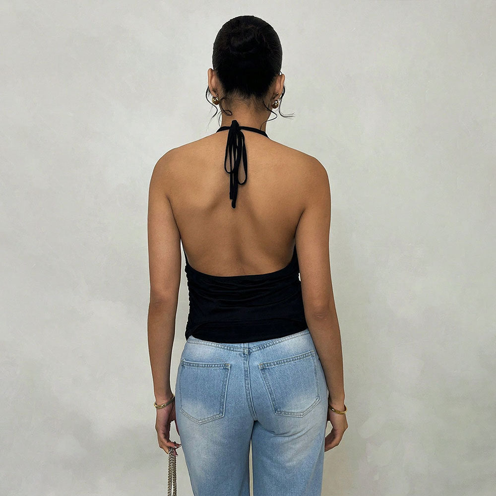Haut enveloppant pour femmes avec un décolleté V profond et des détails de nœud élégants Chic & Stil