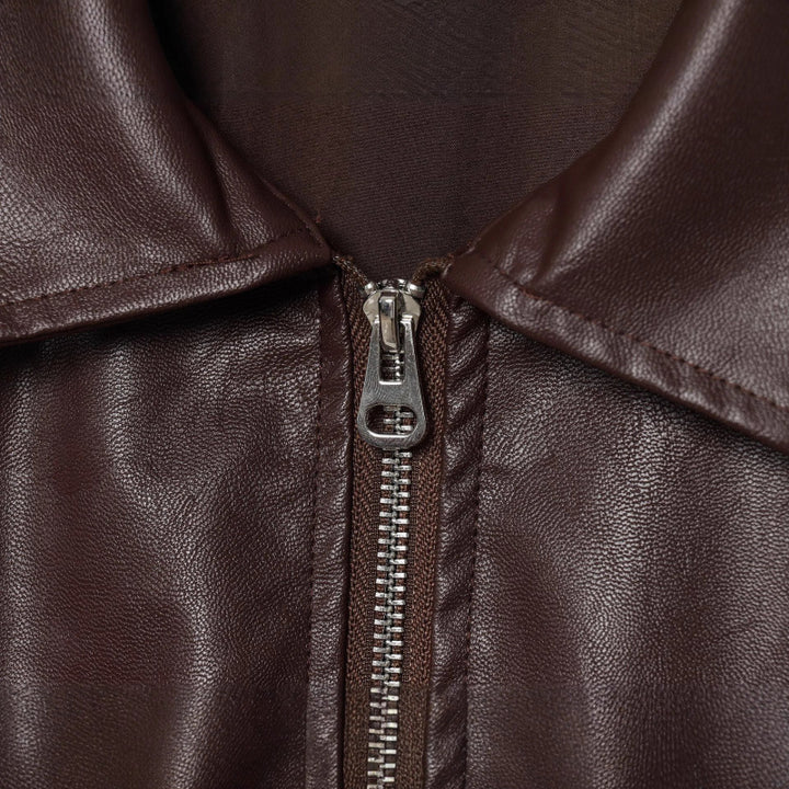 Wide Sleeve Faux Leather Jacket for Women with Practical Pockets Lune London