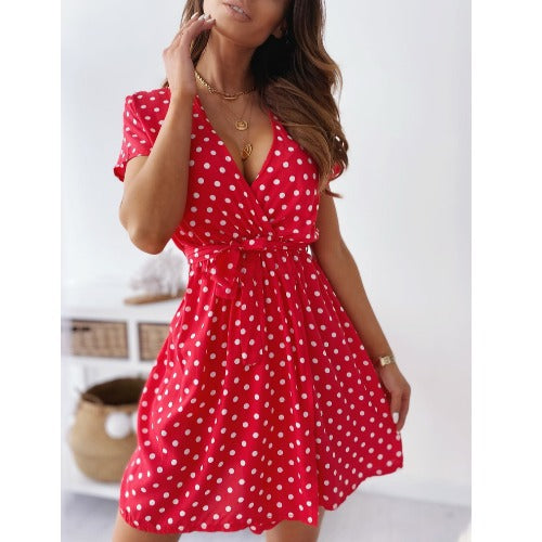 Flattering polka dot wrap dress for women Lune London