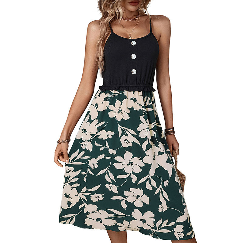 A-line floral print dress for women with front button detail Lune London
