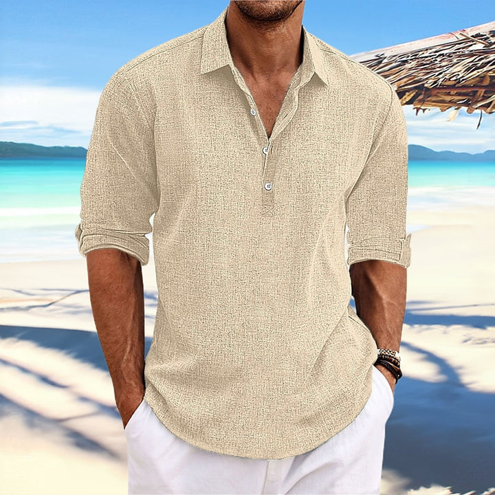 Light linen shirt for men with three-quarter sleeves Lune London