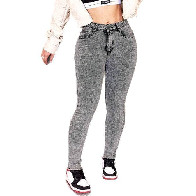 Ladies High-Waisted Super Stretch Skinny Jeans with Vintage Wash and Sculpting Waistband Amarae