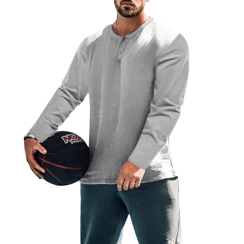 Men's long sleeve Henley shirt in textured fabric with practical button details Lune London