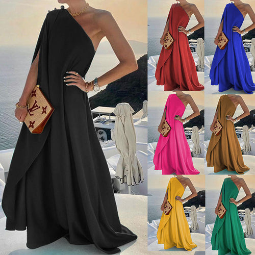 Asymmetrical draped evening dress for women Amarae