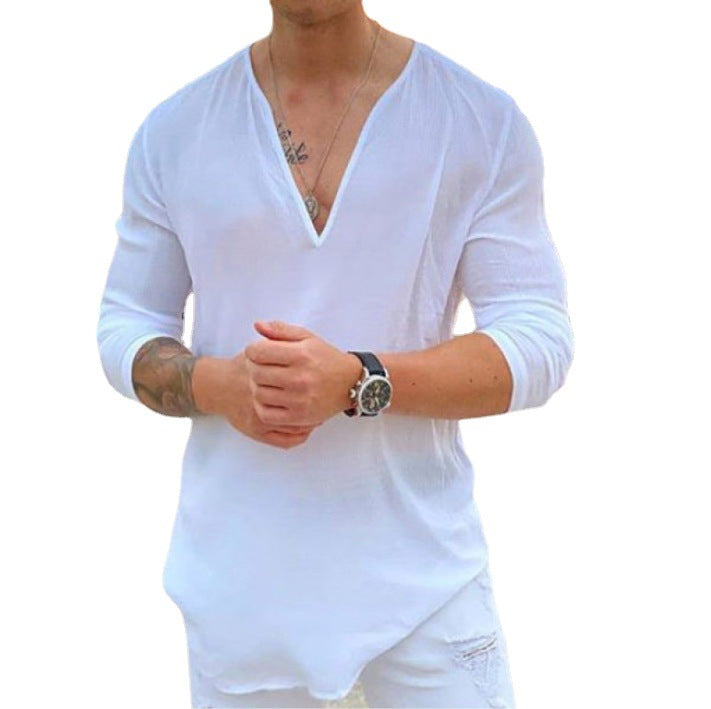 Long-sleeve shirt for men with V-neck and casual fit Lune London