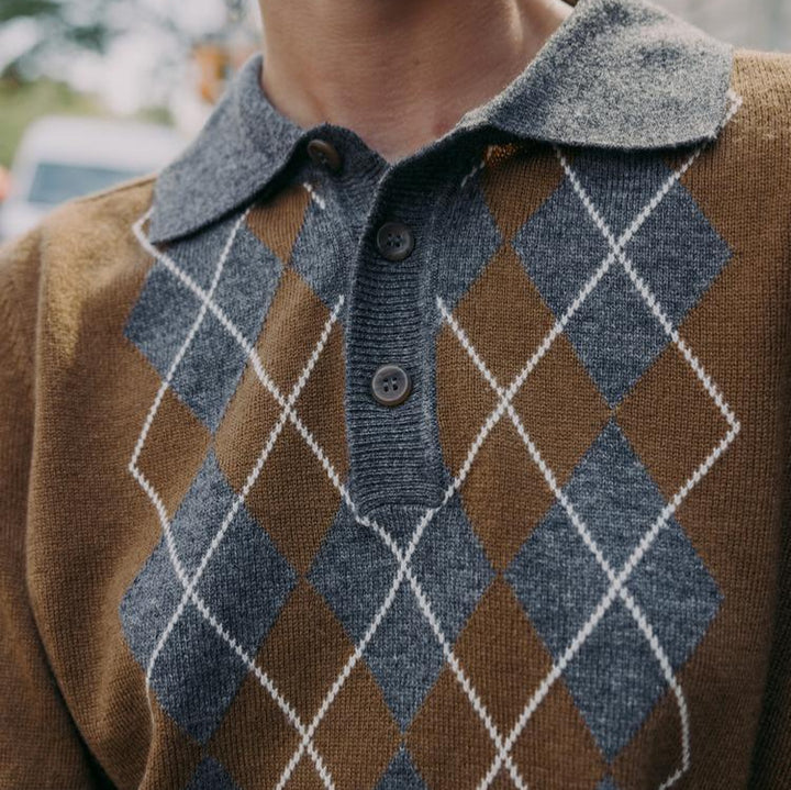 Blouse for women with a modern argyle pattern and a comfortable fit Lune London