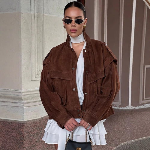 Ladies Suede Oversized Jacket Amarae