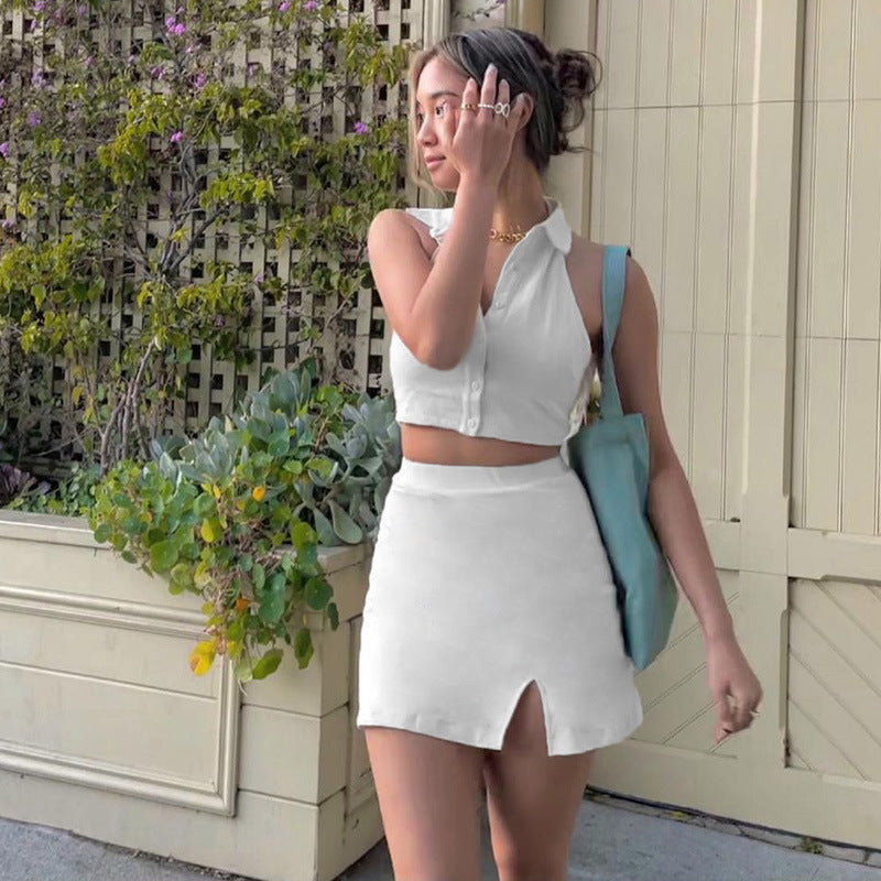 Twin-Set Set Crop Top and Fitted Skirt for Women Lune London