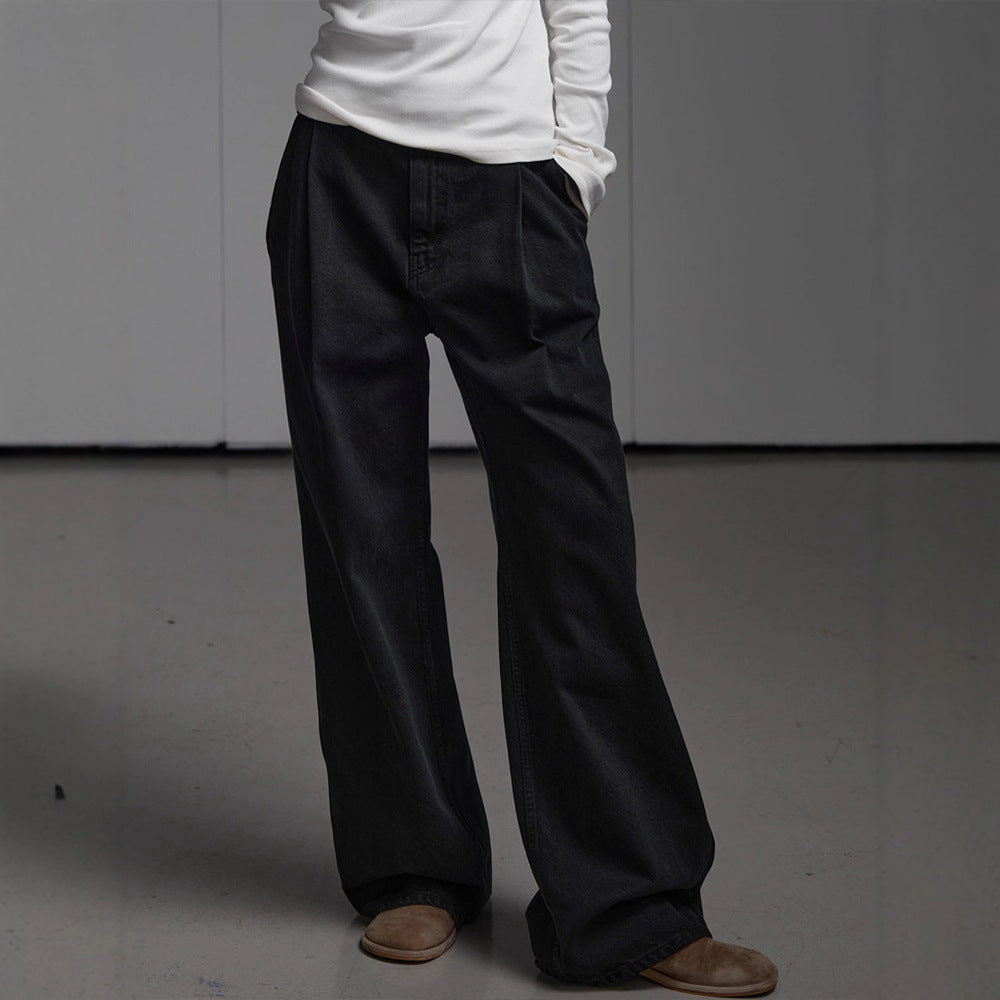 Jeans taille haute décontractés pour femmes à coupe large Chic & Stil