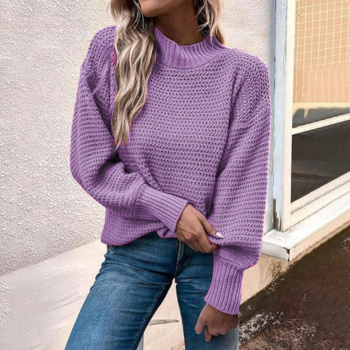 Knit sweater with high collar and structured pattern for women Lune London